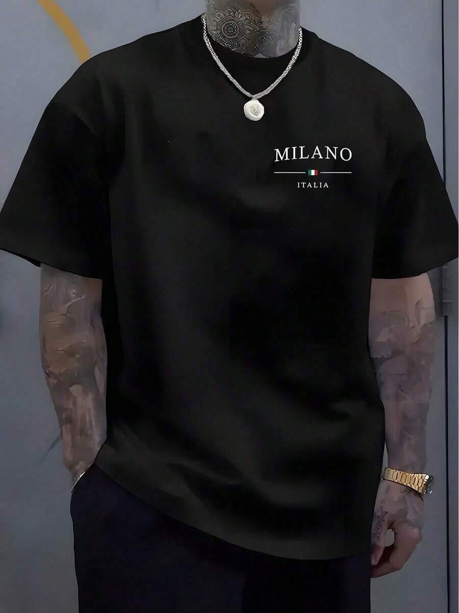 Italian Milan Stripe Men’s Crew Neck Tee Short Sleeve Soft Comfy Plus Size