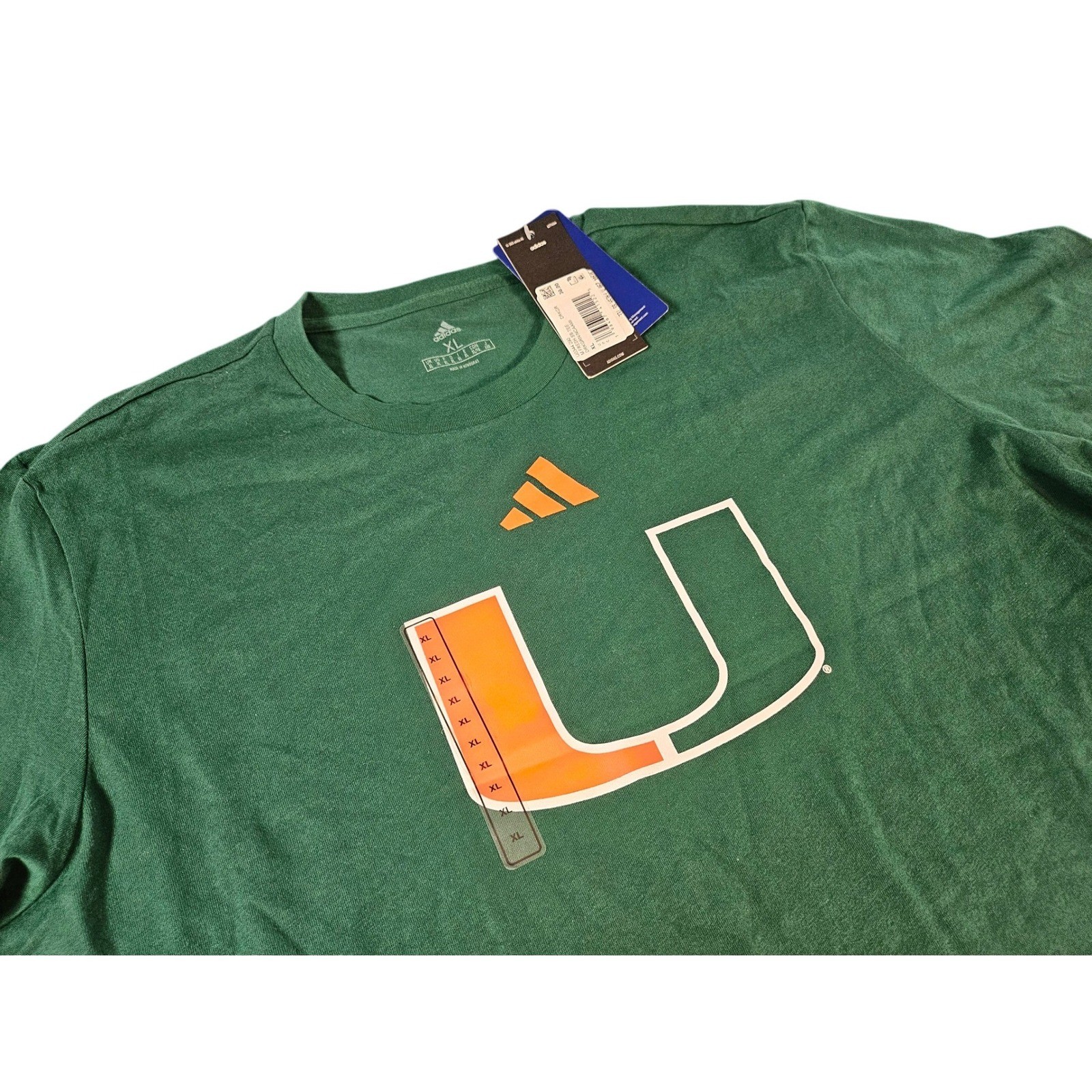 Adidas Miami Hurricanes Mens XL Green Fresh SS Tee T-Shirt IJ0344 290 NWT