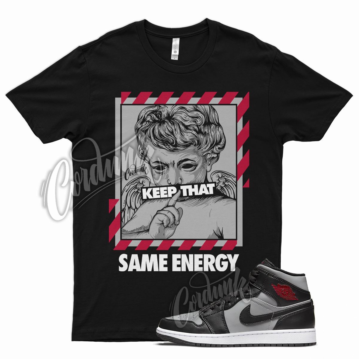 Black ENERGY T Shirt for Air J1 1 Mid Particle Grey White Gym Red Smoke OG