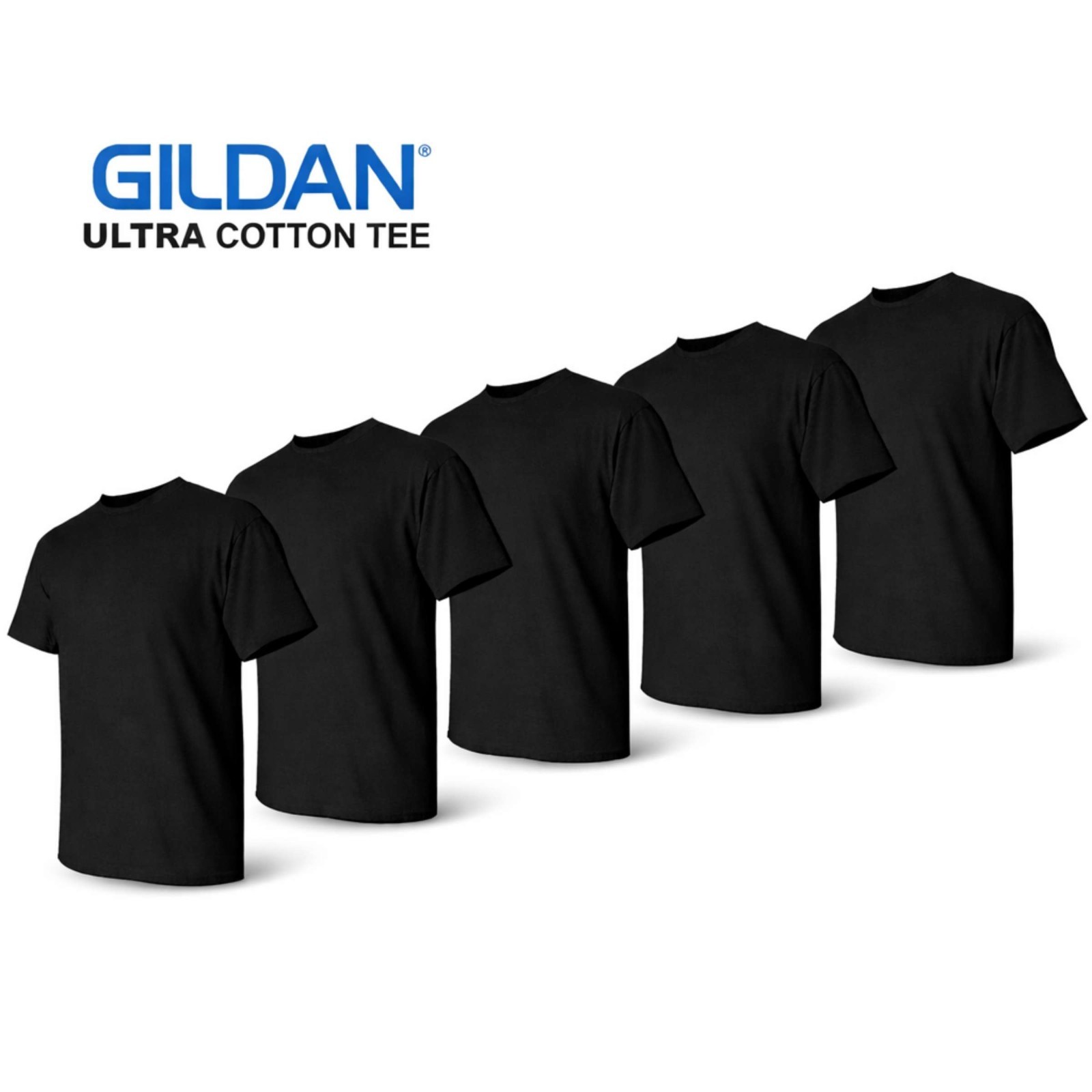 Gildan ULTRA COTTON T-Shirt 2000 Unisex Plain Short Sleeves 5-Pack Tees Bulk Lot