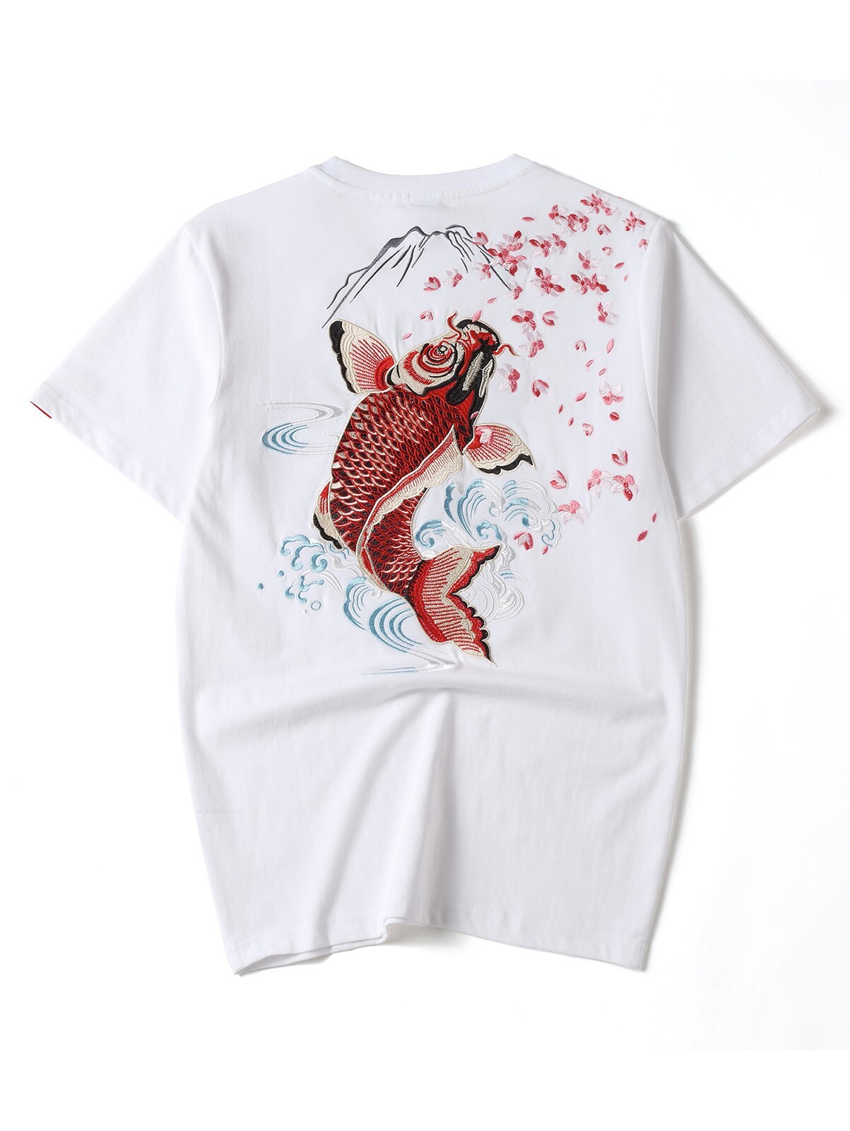 Niepce Men’s Dancing Fish Embroidery Tee Japanese Streetwear T-Shirt