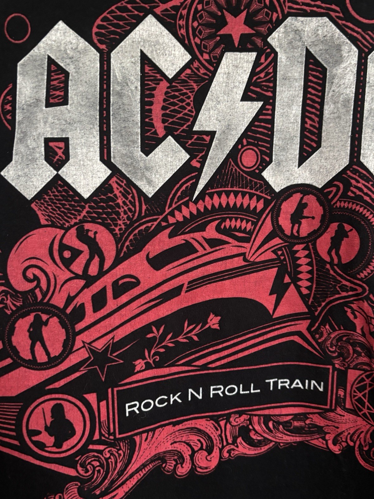 AC/DC Rock N Roll Train 08/09 Black Graphic Shirt Men’s Medium Short Sleeve