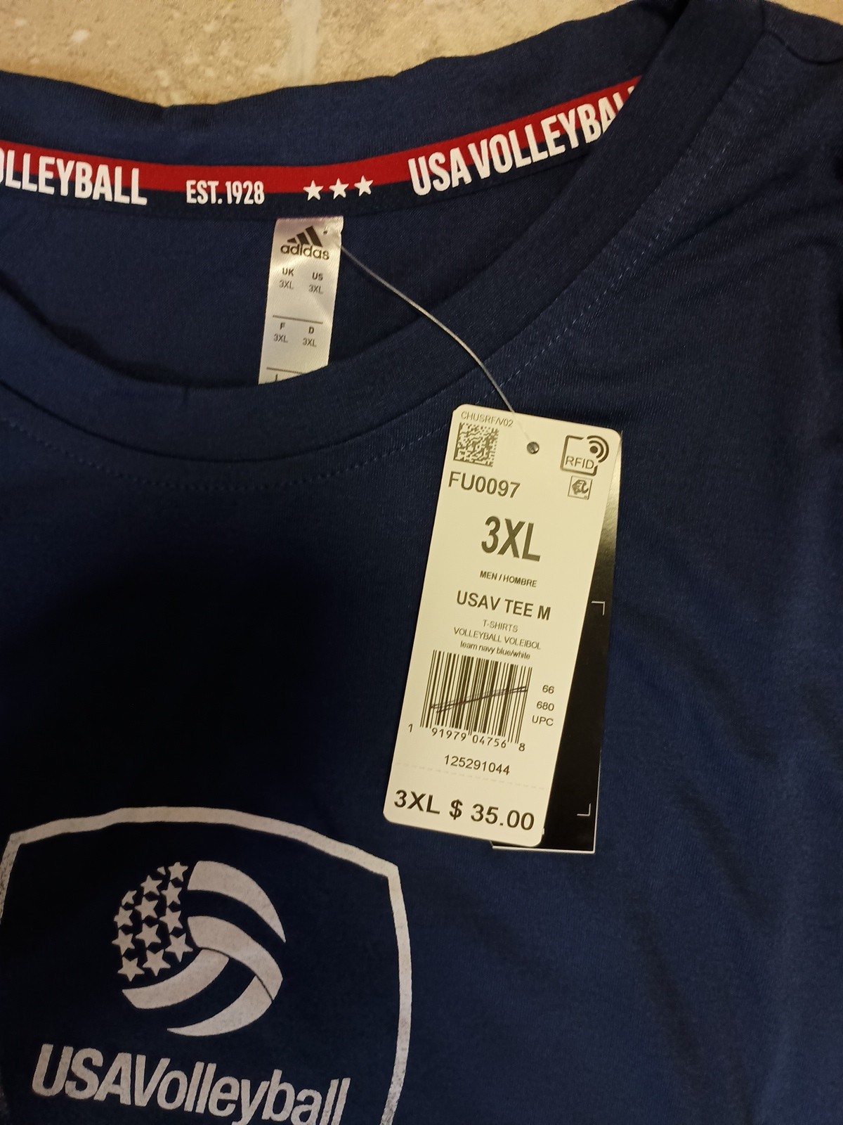 Mens New Adidas Team USA Olympics Volleyball Jersey Shirt 3XL NWT