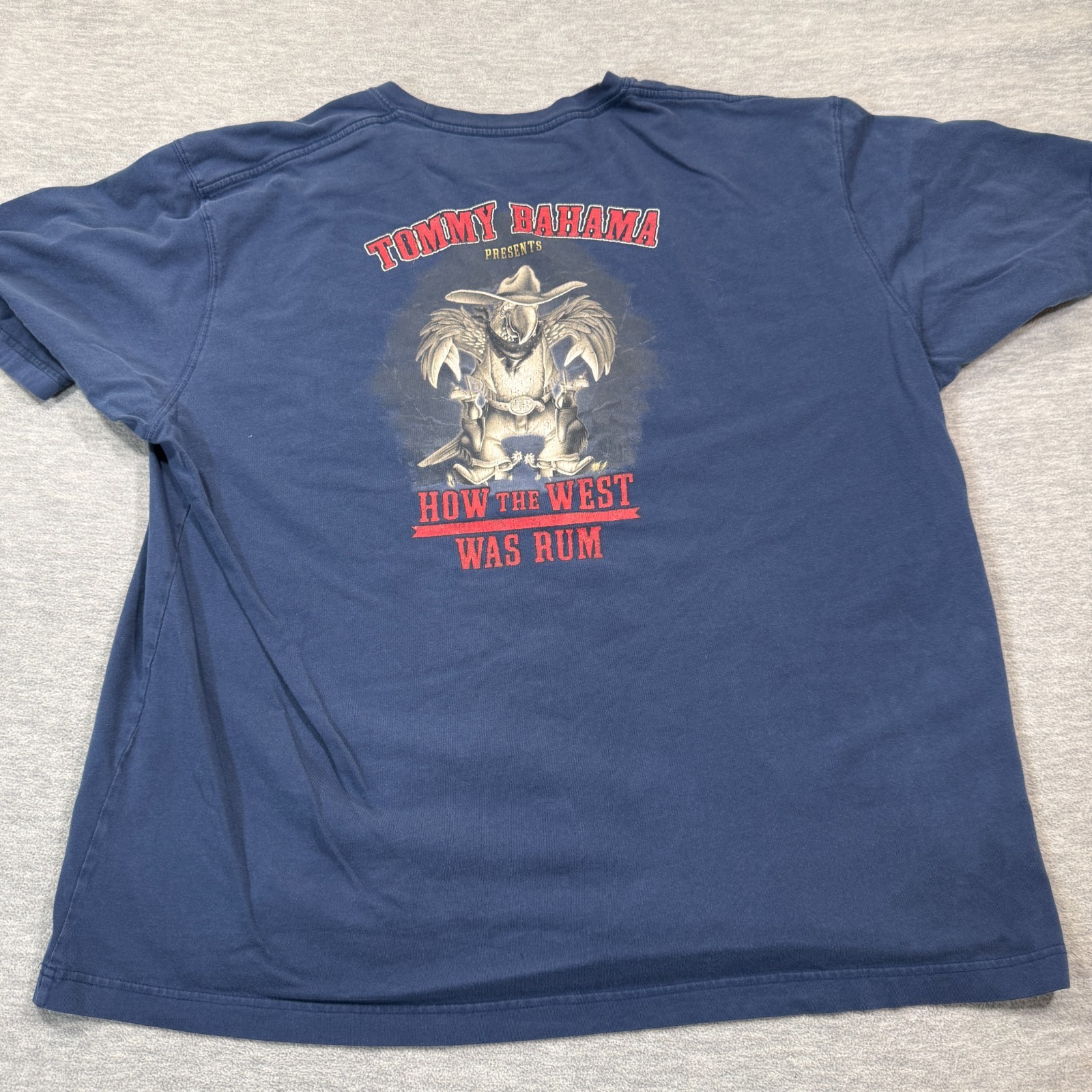 Tommy Bahama Shirt Men XXL Blue Graphic How The West Was Rum Skeleton Cowboy