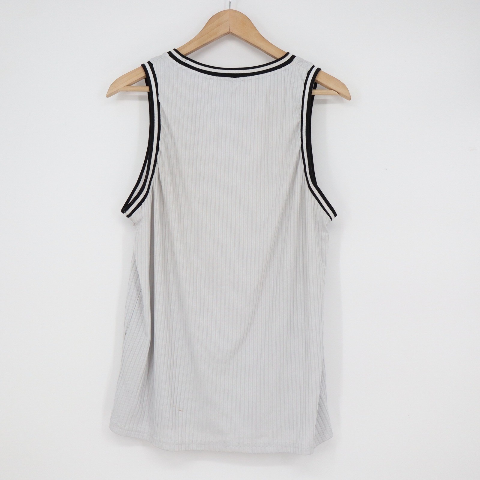 SHEIN Mens Grey Ribbed Tank Top Contrast Trim Graphic Patch Size M 10388