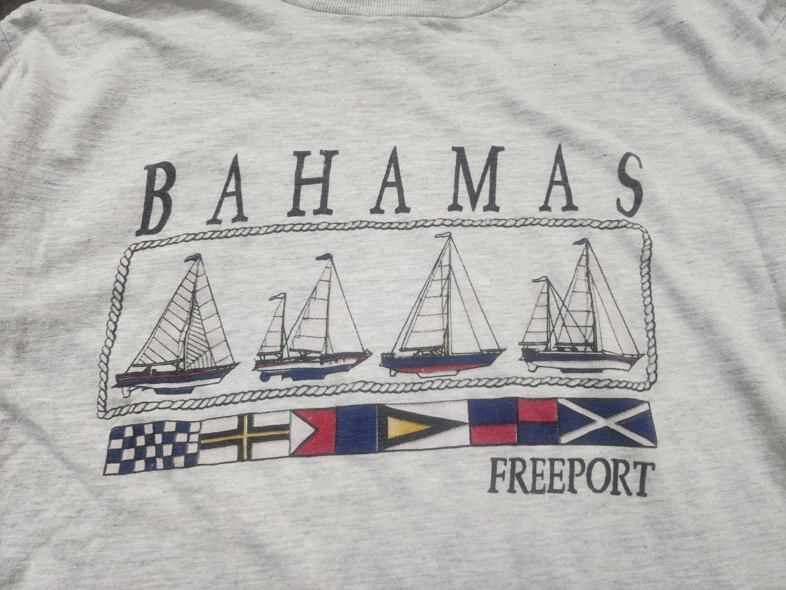 Vintage 90s Bahamas Freeport Men’s Large Double Collar Single Stitch T Shirt