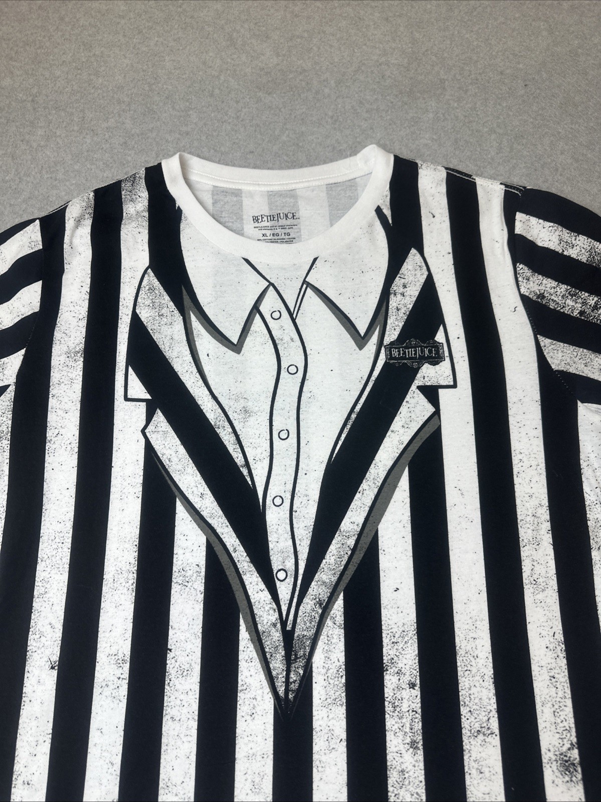Beetlejuice All Over Print Tee Size XL Striped NWOT Warner Bros