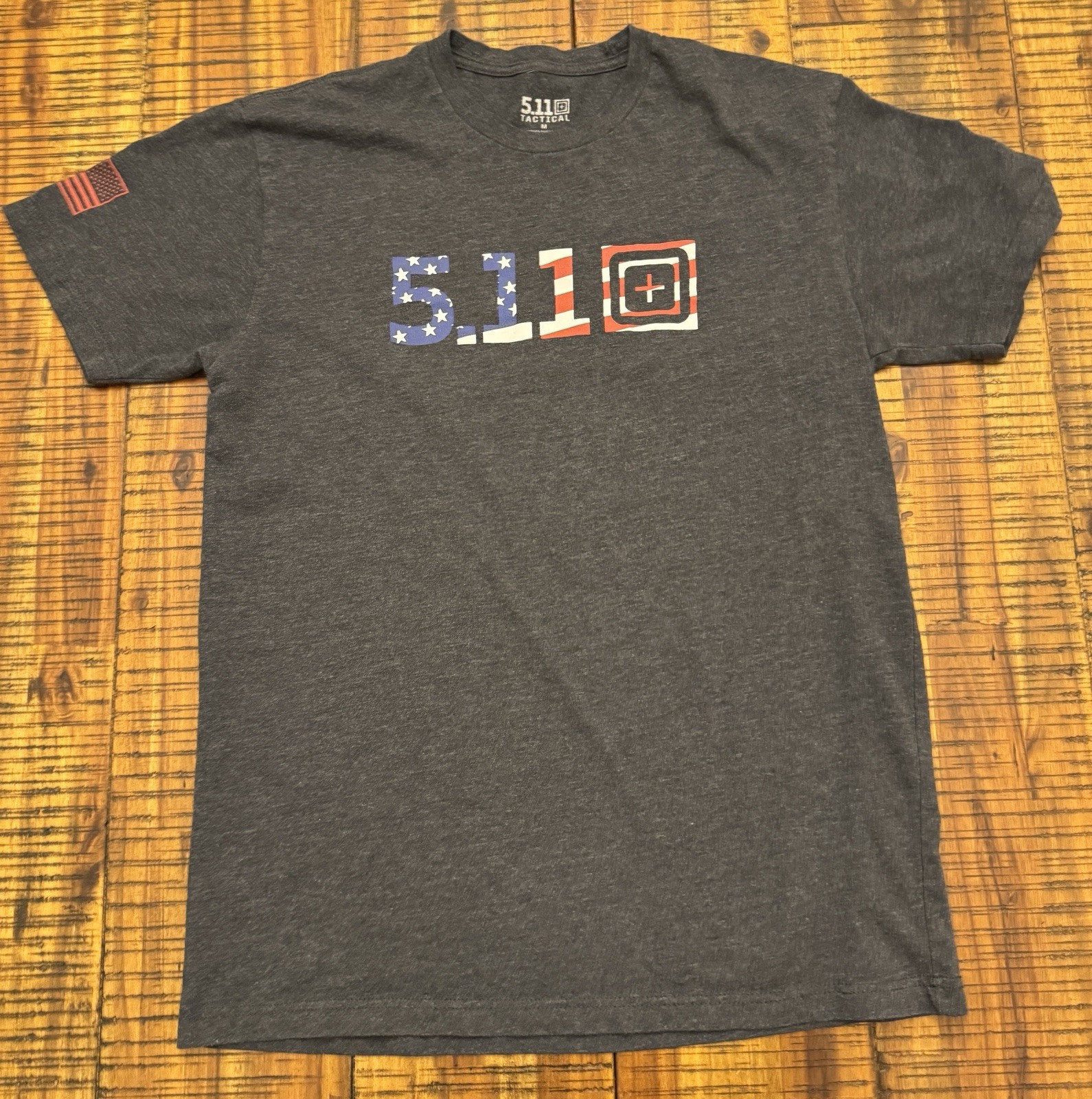 5.11 Tactical Men’s T-Shirt Size M Gray American Flag Patriotic Graphic Tee