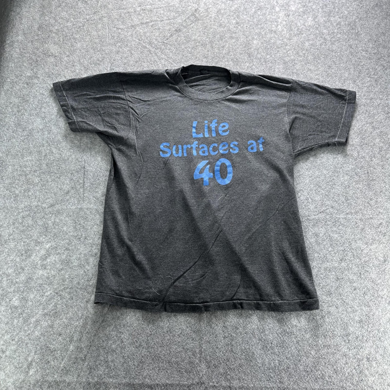 Life Surfaces At 40 Shirt Mens Large Gray Funny 40th Birthday Graphic Tee