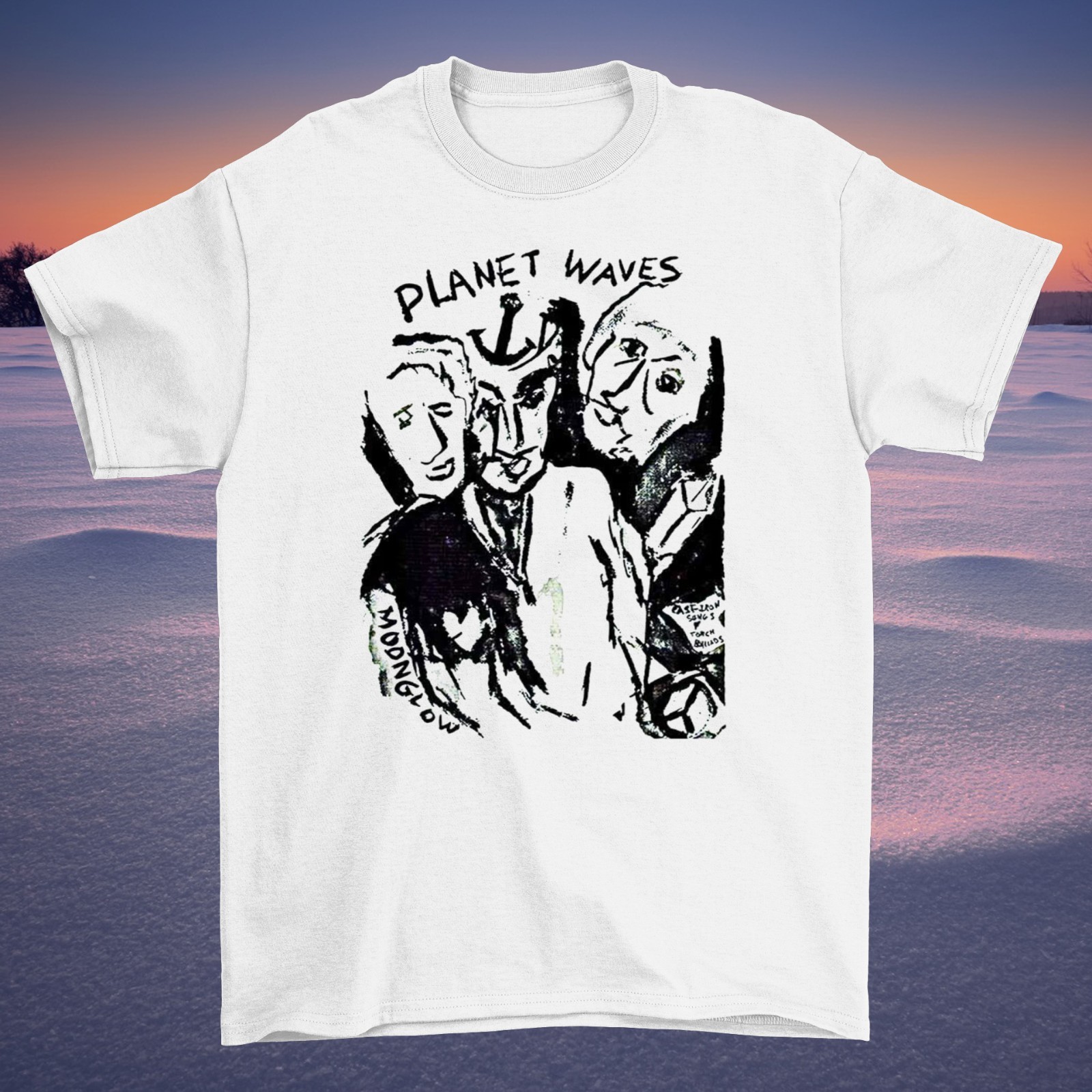 Bob Dylan Planet Waves White Shirt Unisex Short Sleeve Size S-234XL