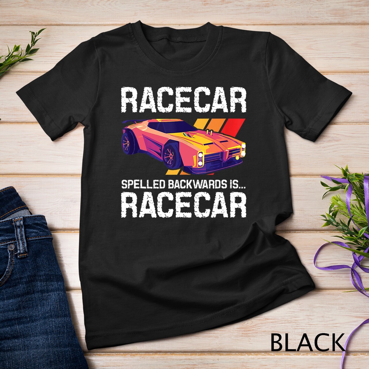 Racecar Spelled Backwards – Car Racer Mechanic Racing Race Unisex T-shirt