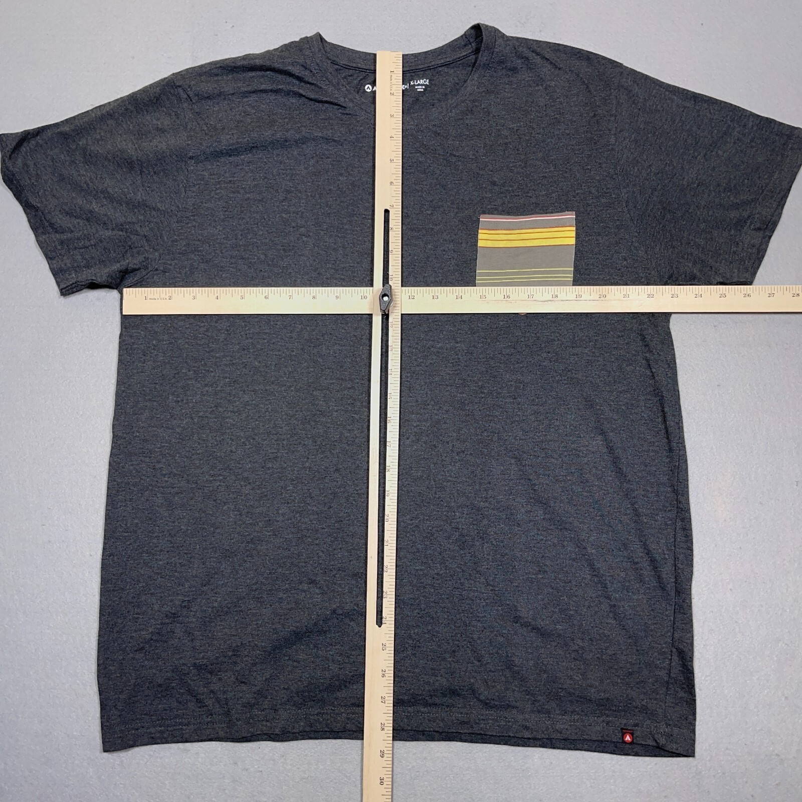 Airwalk Pocket Tee Men XL Regular Fit Charcoal Grey Striped Chest Pocket Skater