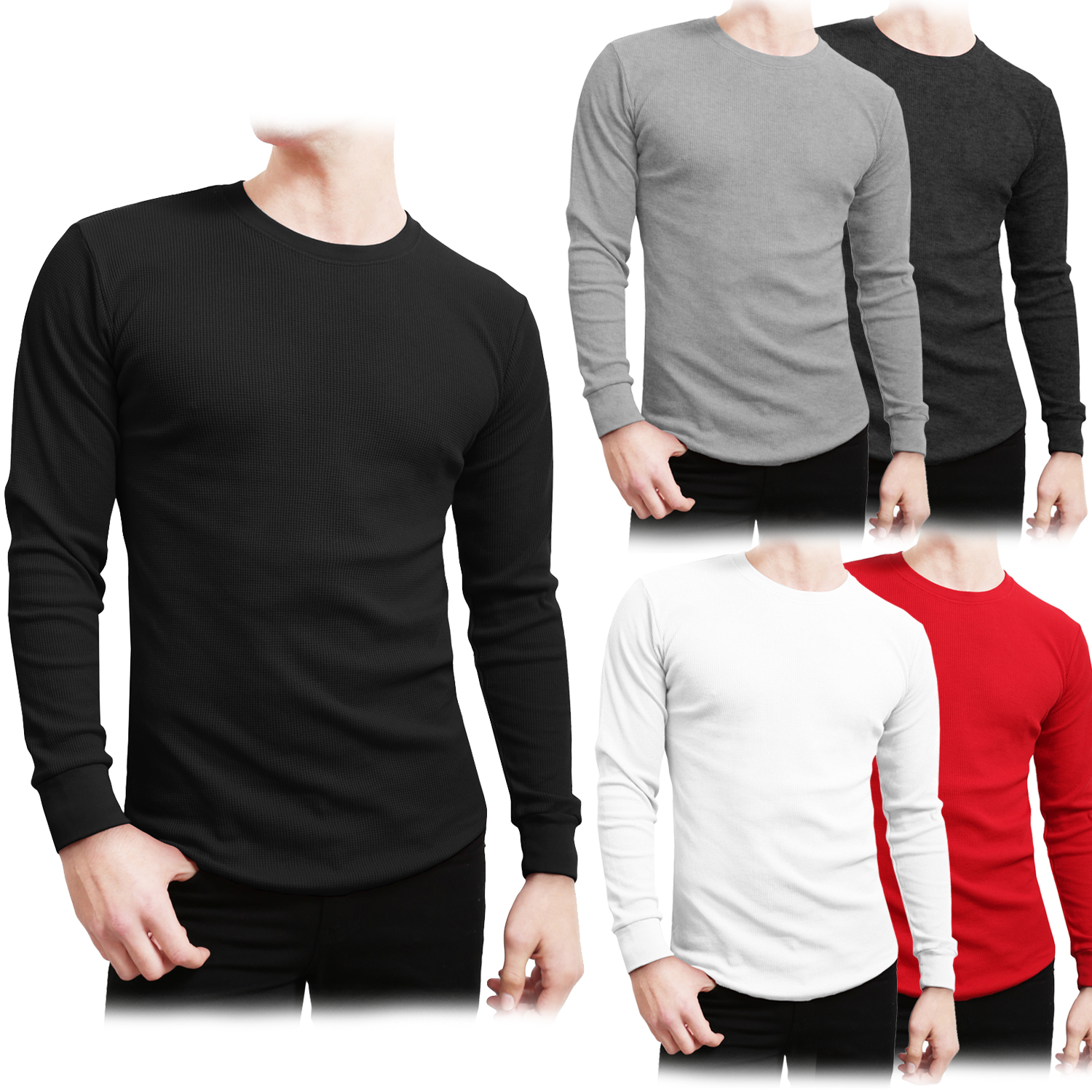 NE PEOPLE Mens Light Weight Long Sleeve Round Neck Thermal Basic T Shirt NEMT42