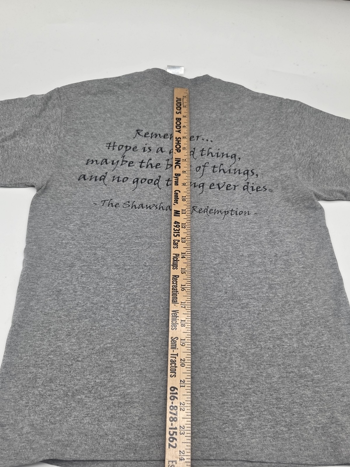 Shawshank State Prison Shirt Double Sided Movie Quote Size Medium Gray