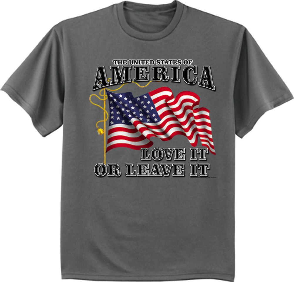 Big and Tall t-shirt USA American flag love it or leave July 4th tee mens