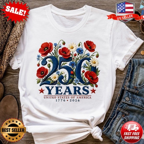 Floral USA 250th Anniversary Shirt, Patriotic Botanical 4th Of July TShirt S-5XL