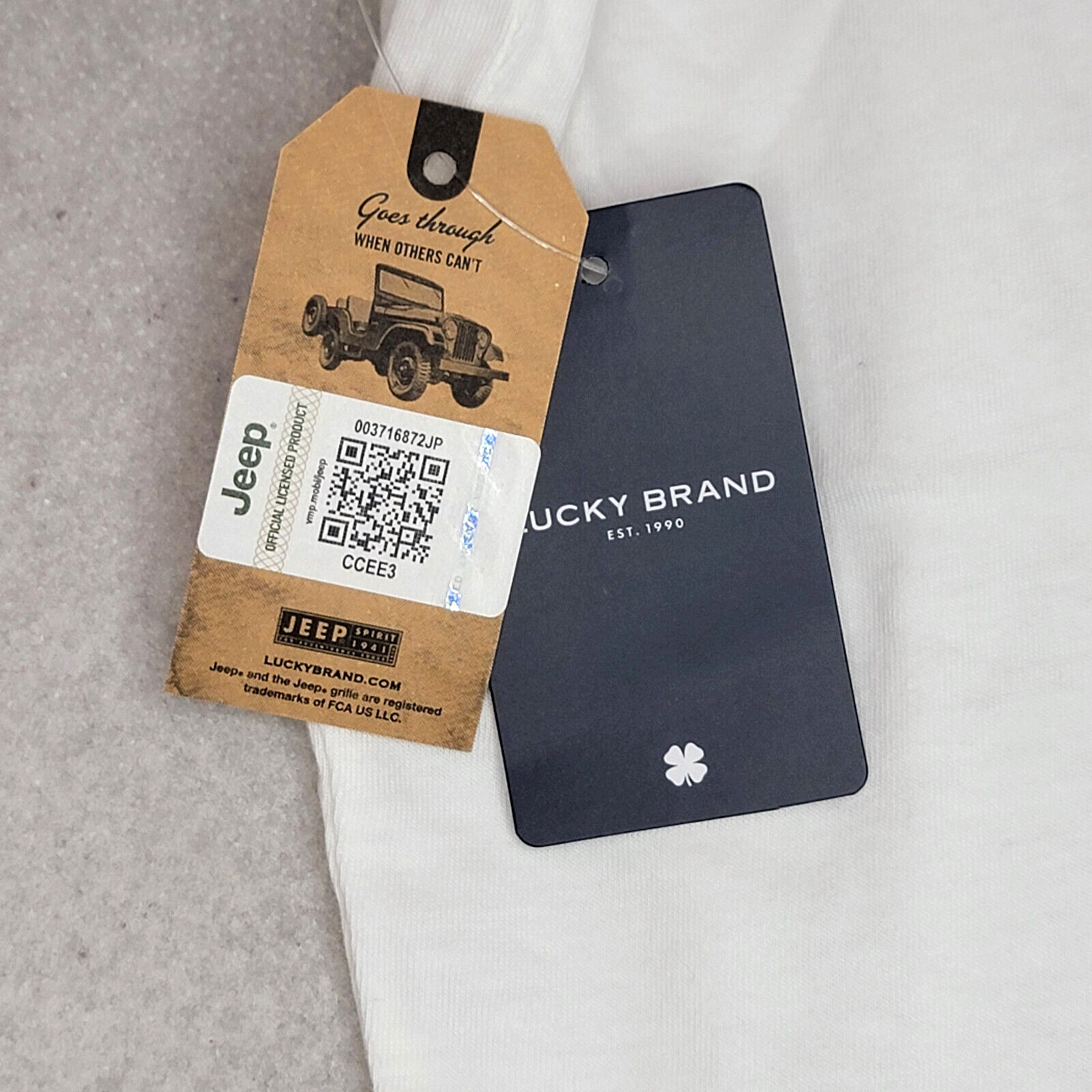 Lucky Brand JEEP SPIRIT T SHIRT MENS XL WHITE 1941 VINTAGE Willys 4X4 FCA NWT