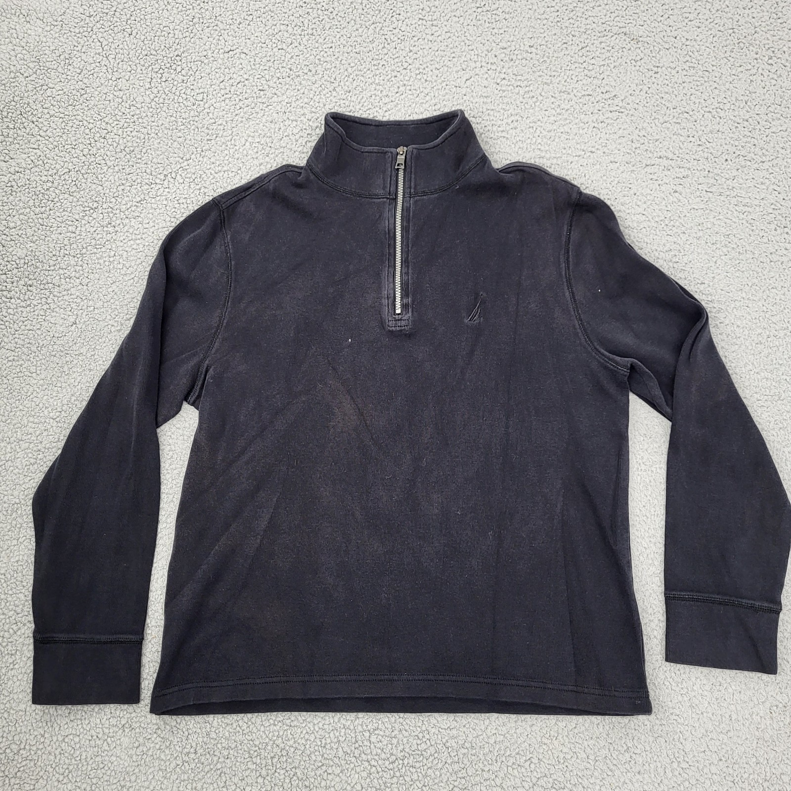 Nautica 1/4 Zip Pullover Mens Large Black Mock Neck Embroidery