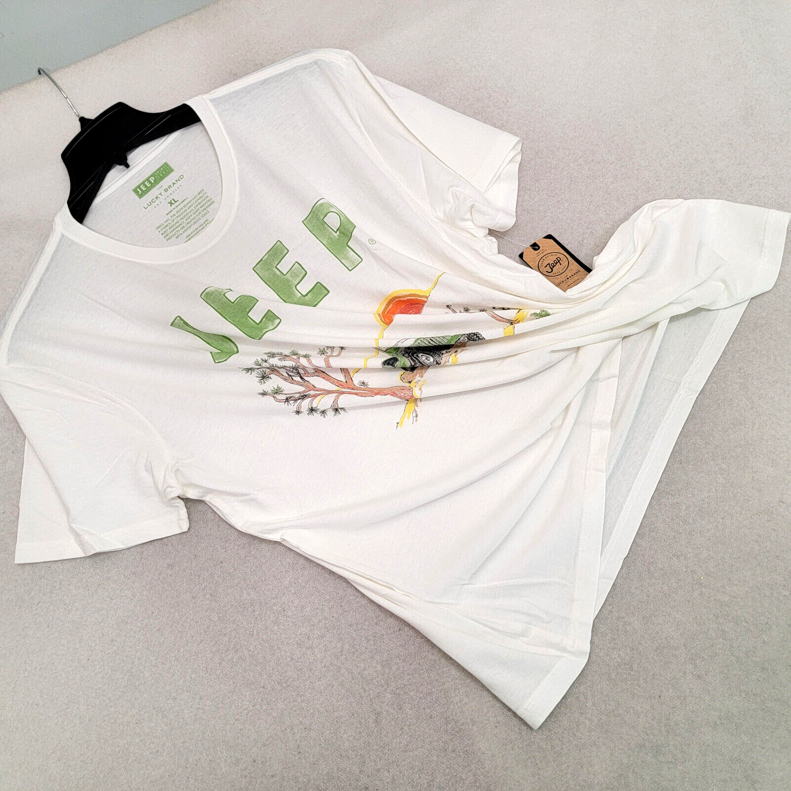 Lucky Brand JEEP SPIRIT T SHIRT MENS XL WHITE 1941 VINTAGE Willys 4X4 FCA NWT