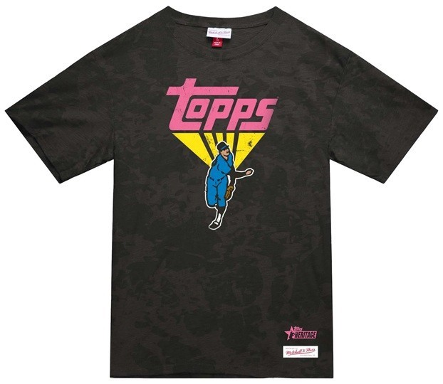 Topps Mitchell & Ness Heritage Baseball Black Wash T-Shirt NEW WITH TAGS!^