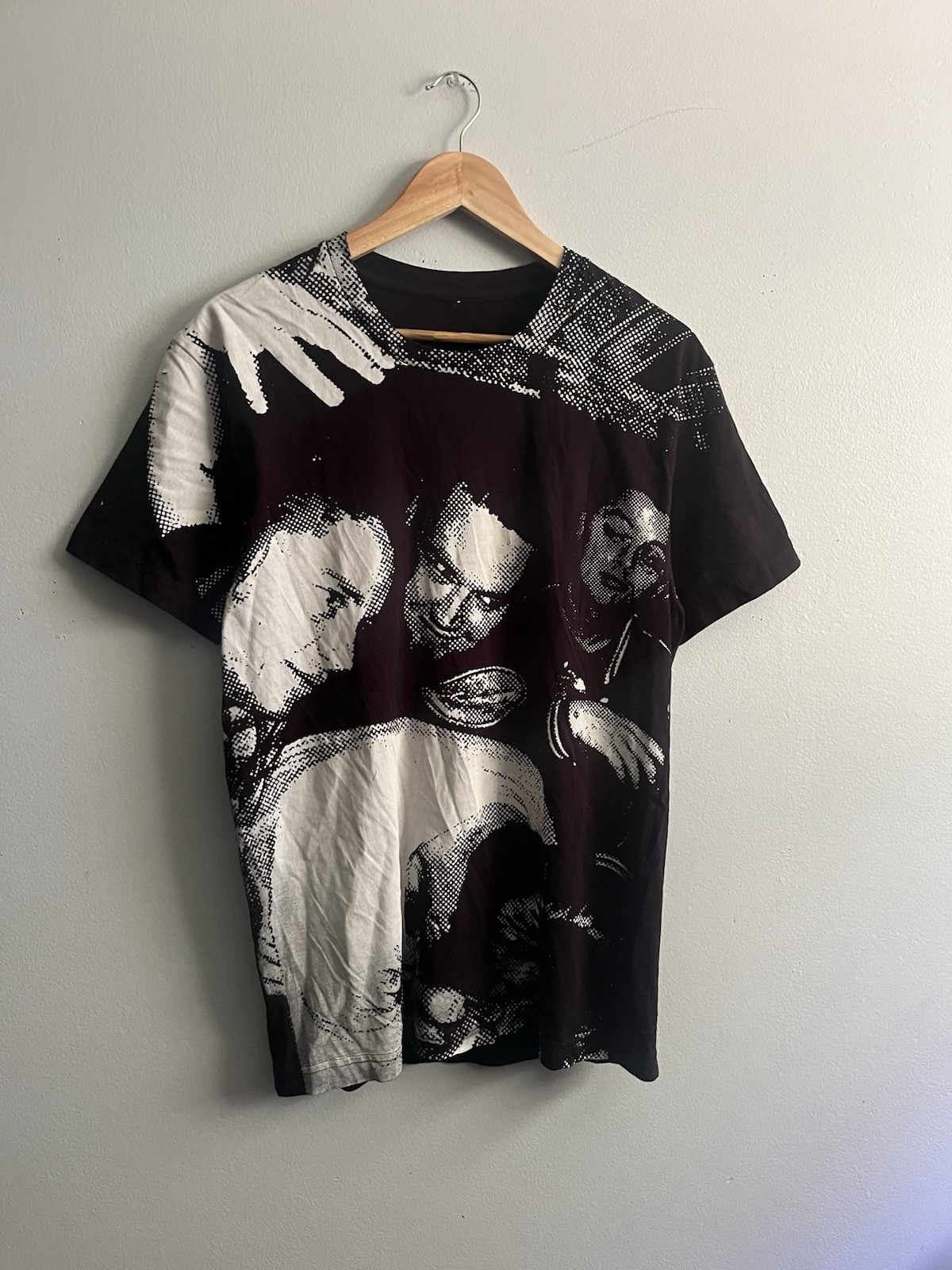 Vintage Y2K Pinhead Gunpower All Over Print Black Men’s Promo T-Shirt Size Large