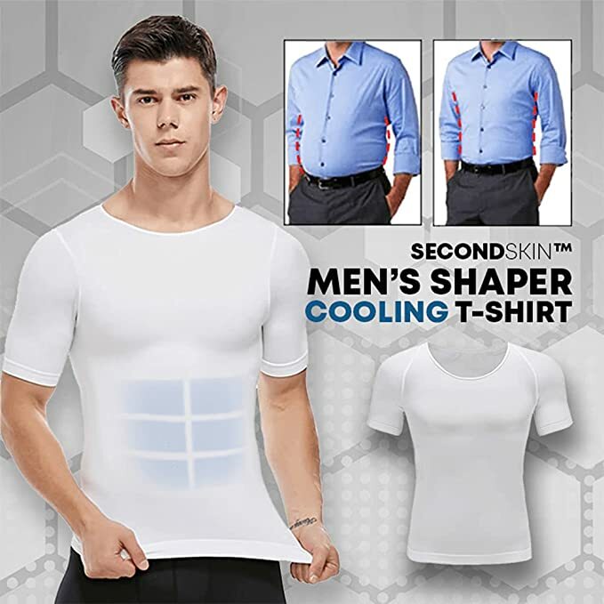 SecondSkin Men’s Abs Shaper Cooling T-Shirt Compression Shirt Slimming Shapewear