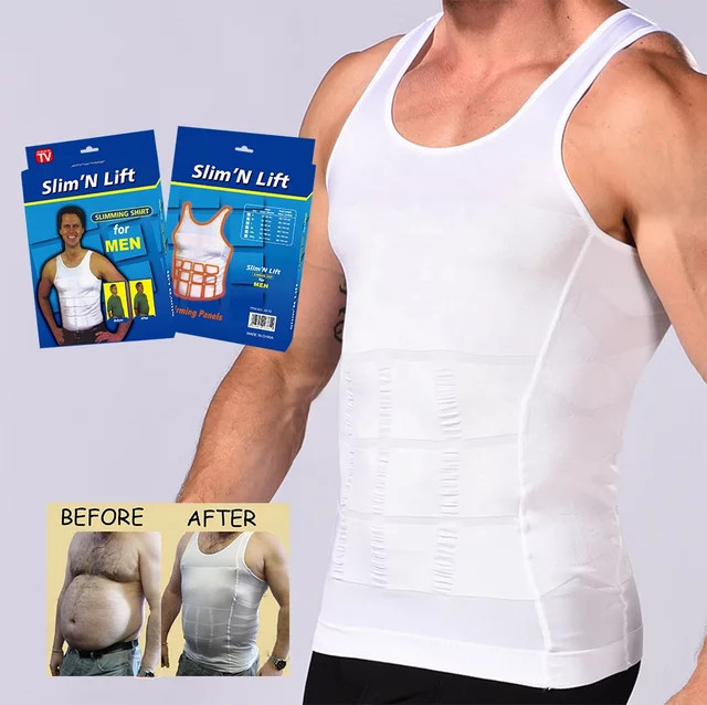 Men’s Slimming Body Shaper Vest Abs Abdomen Compression Workout Tank Tops…