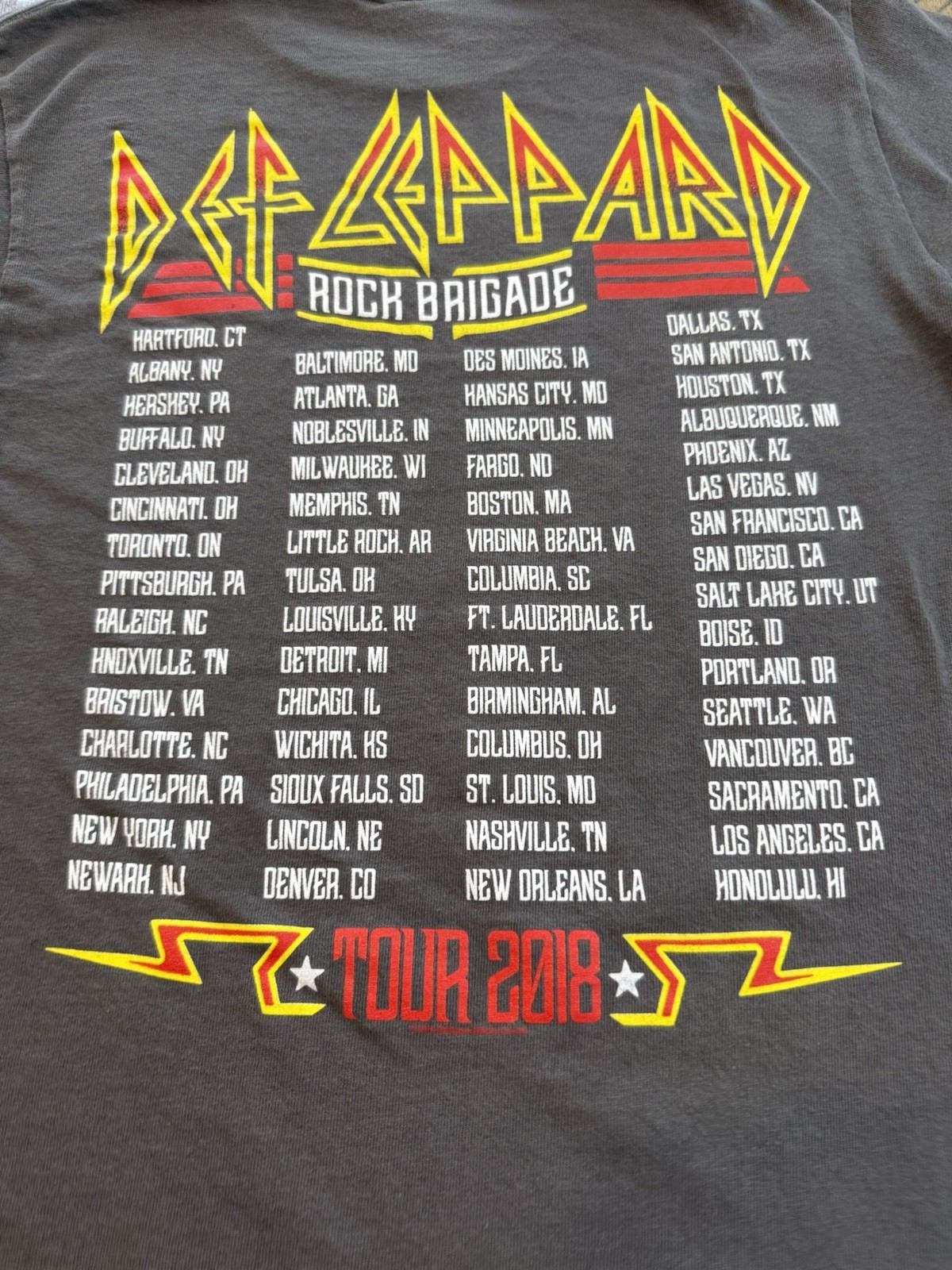 Delta Pro Weight Def Leppard Rock Brigade Tour 2018 Gray Graphic Tee S