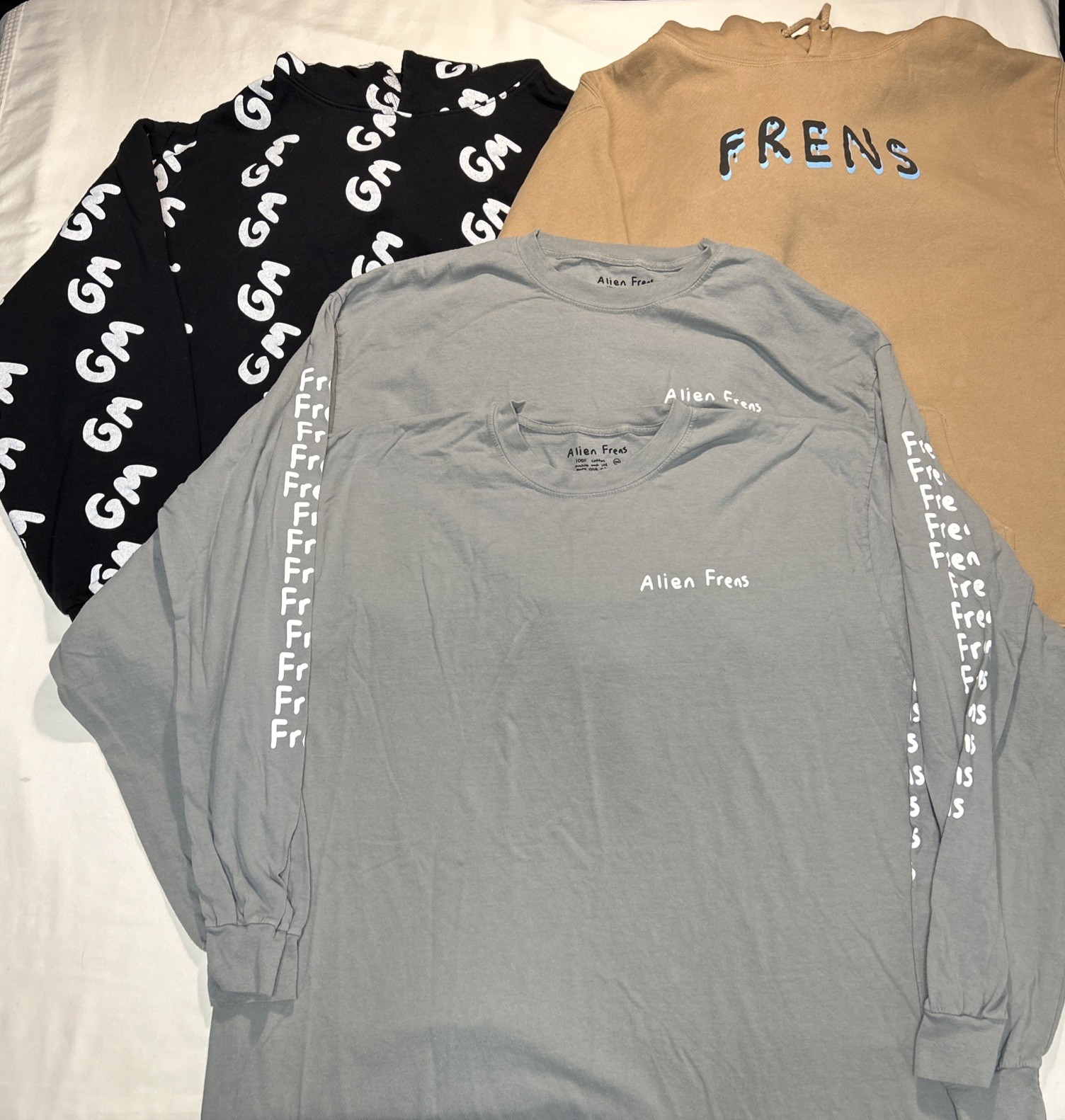 Alien Frens Long-Sleeve & Hoodies XXL Lot Of 4 Gray Black Tan