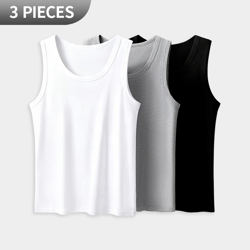 1/3 Pack Four Seasons Men’s Cotton Joker Vest Teenagers Simple Fit Sports.