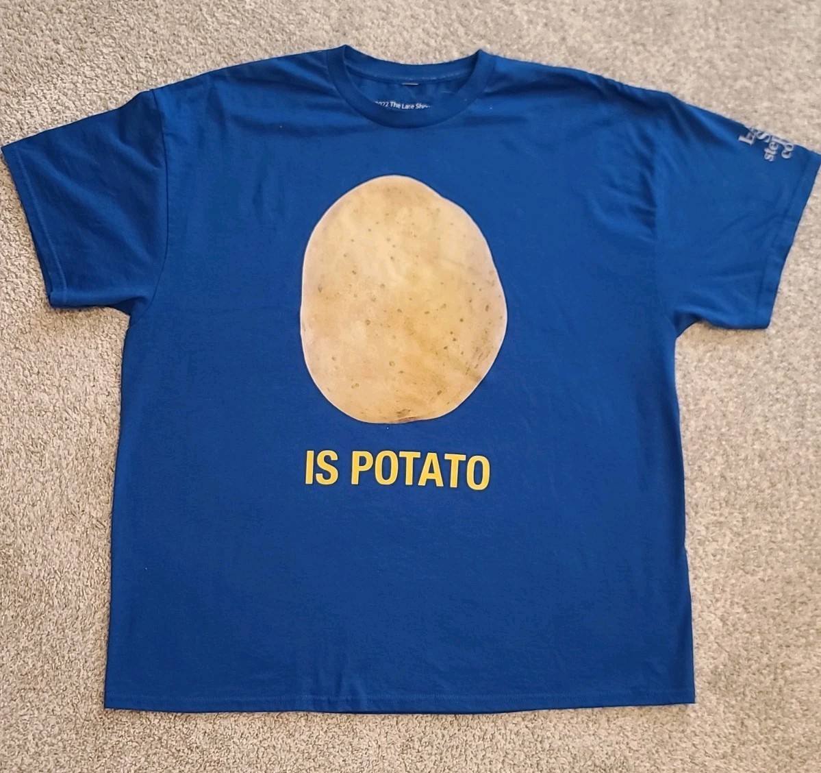 IS POTATO 2022 T-SHIRT – STEPHEN COLBERT LATE SHOW – BLUE – SIZE XL – OFFICIAL
