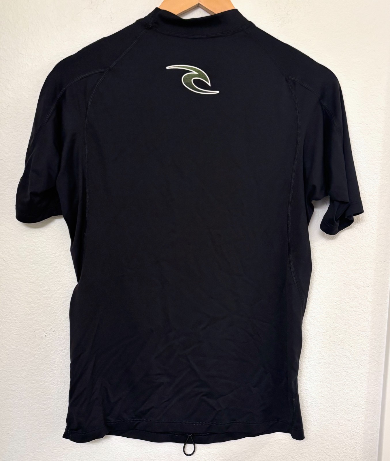 RIP CURL Surfers Rash Guard Polyester Stretch Black w/ White Graphic Adult Large