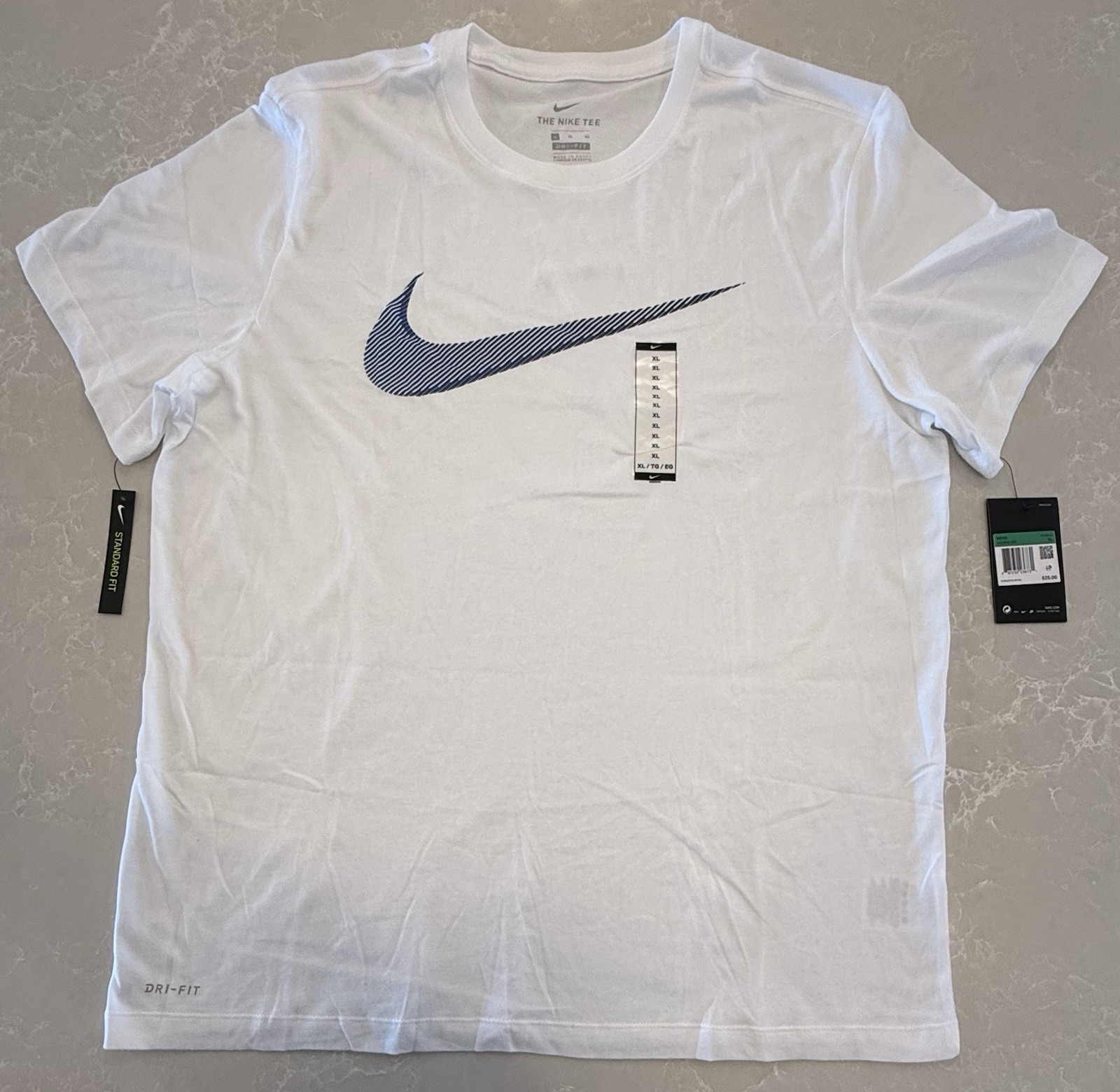 Nike Mens Dri-Fit Training T-Shirt ~ White & Grey ~ Choose Size S, M, L, XL