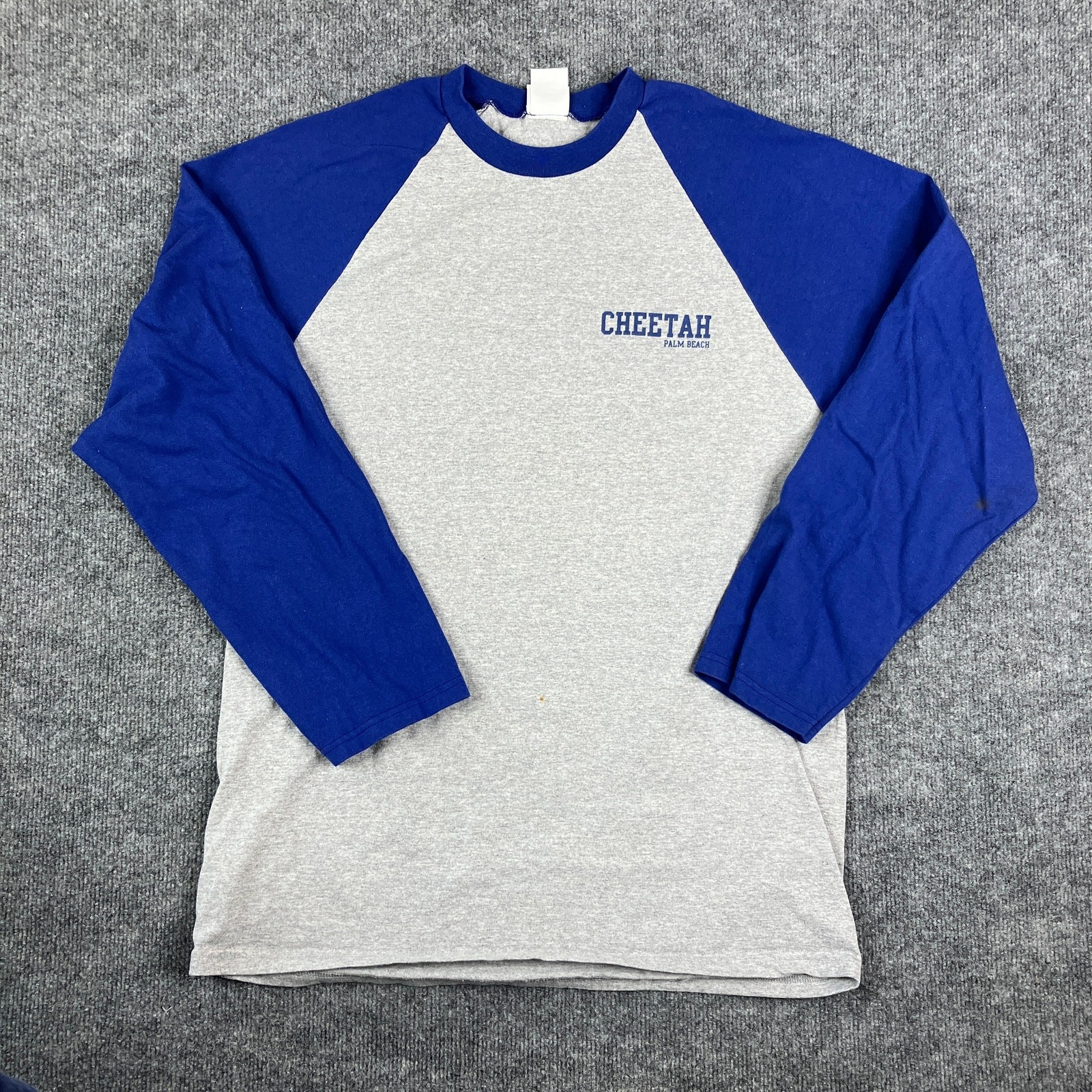 Lee Sport Cheetah Palm Beach Shirt Men’s L Gray Blue Long Sleeve Raglan Tee