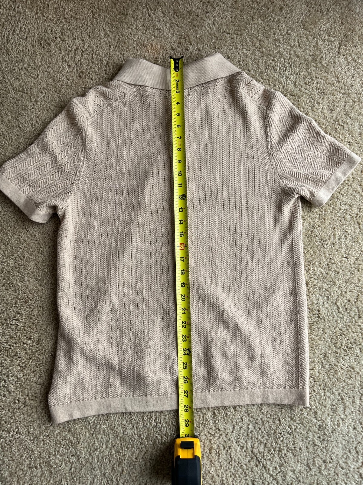 Ben Sherman Knit Polo Shirt Mens Medium Oatmeal Textured Button Front Resort NWT