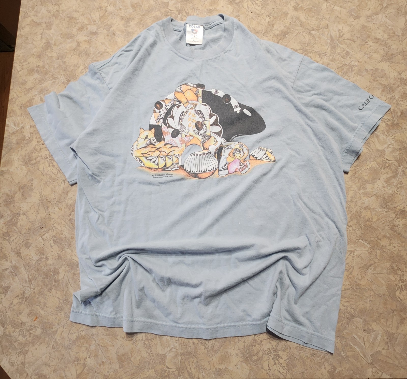 Vintage Polar Graphics Lawrence Vargas T Shirt XL Blue Art Graphic Tee Y2k