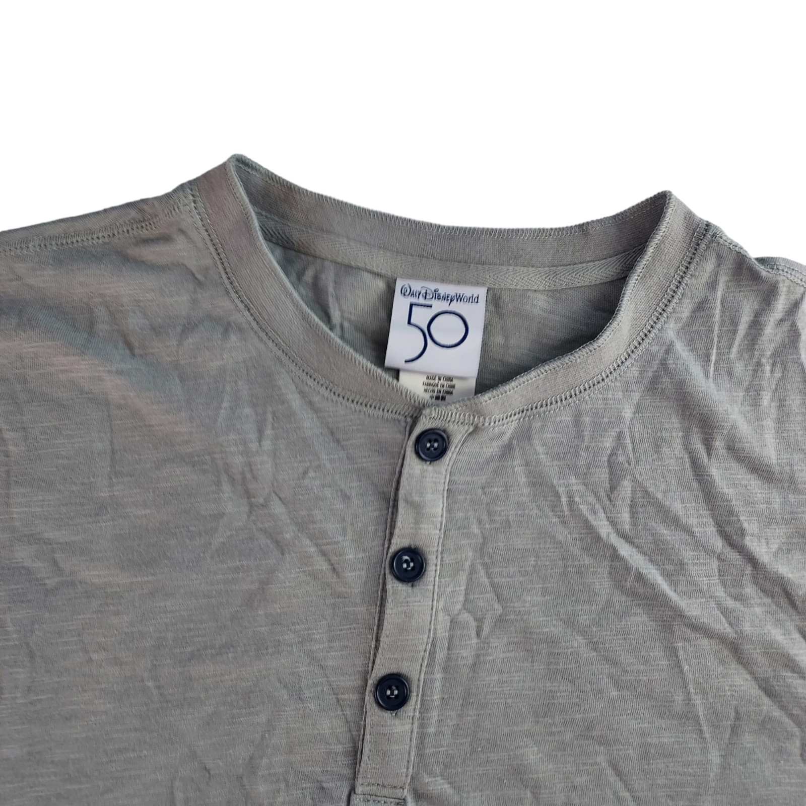 Disney World Henley Shirt Mens Large Gray 50th Anniversary Castle 1971 New