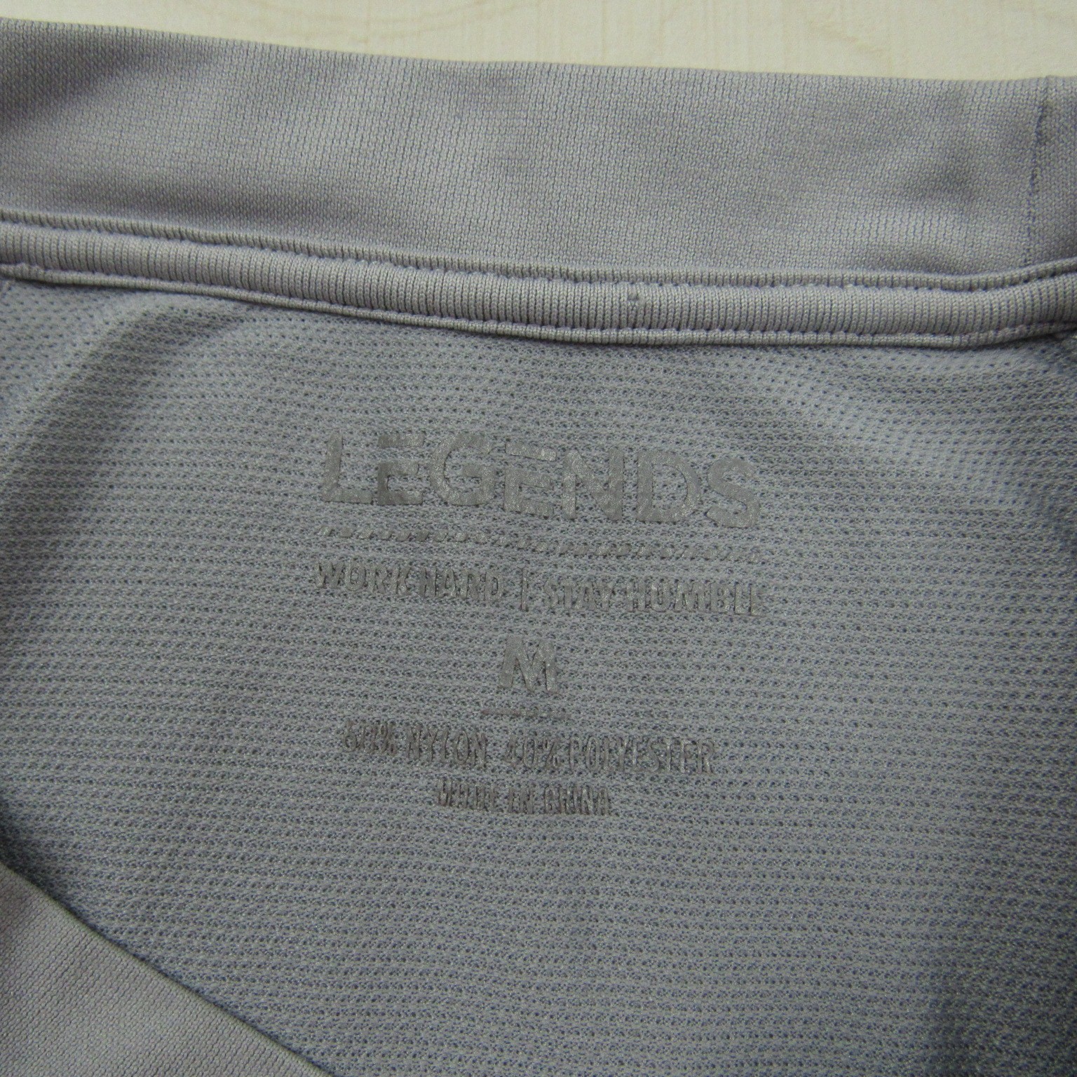 Legends Shirt Mens Medium Gray Tech Performance Stretch Breathable Wicking