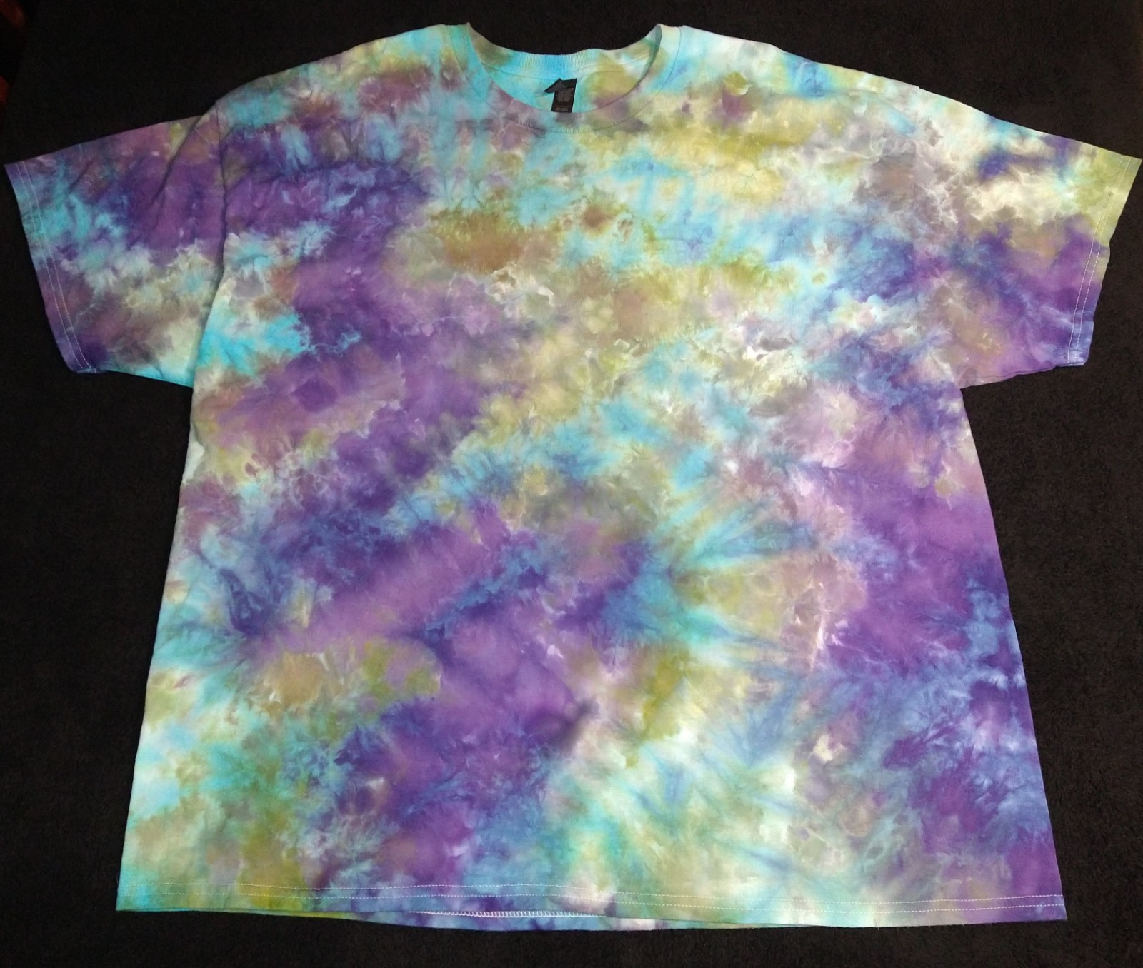 Light Blue, Green And Purple Ice Dye Tie Dye T Shirt ~ Sz 3XL