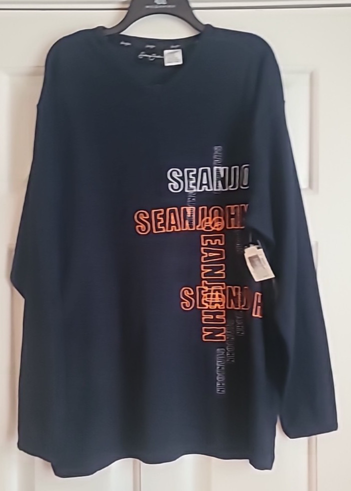 Sean John Navy Blue Jersey-like Pull On Long Sleeve Shirt Mens Large NWT Logo