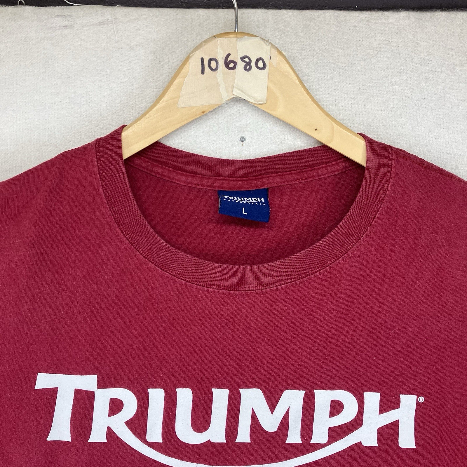 VTG 90s Triumph Motorcycles MENS LARGE Burgundy Spellout Dallas Texas RPM *wear*