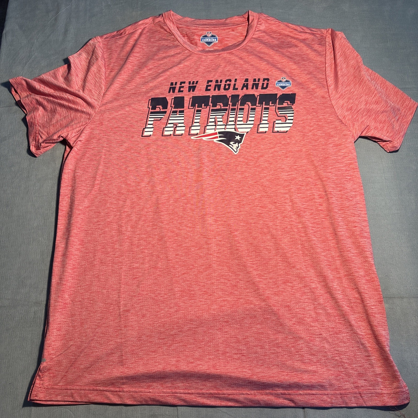 NFL Scouting Combine New England Patriots Red Heather Performance Shirt Mens L