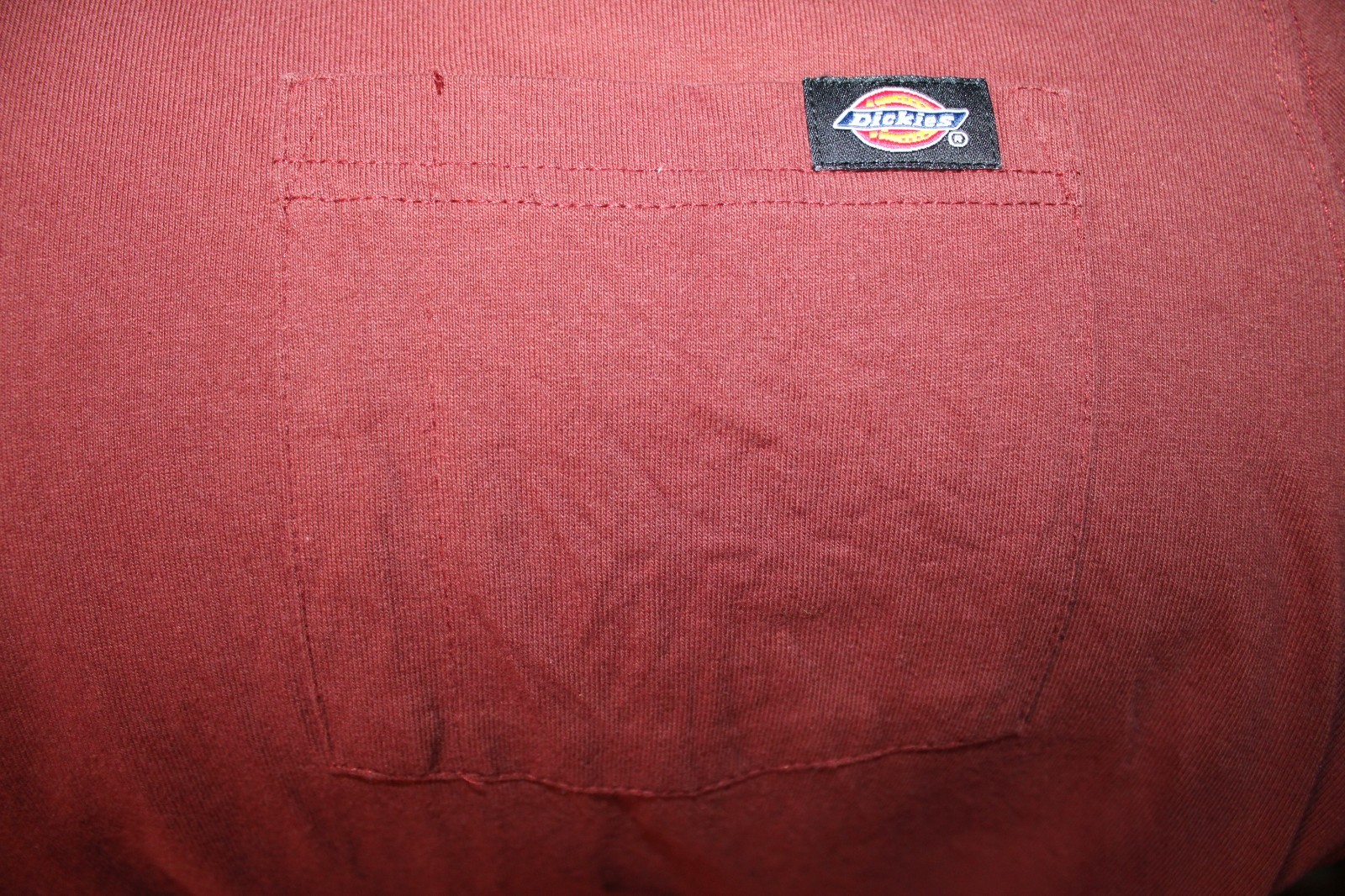 Mens Dickies 2 XL 100% Cotton Burgundy Henley T Shirt Long Sleeve With Pocket