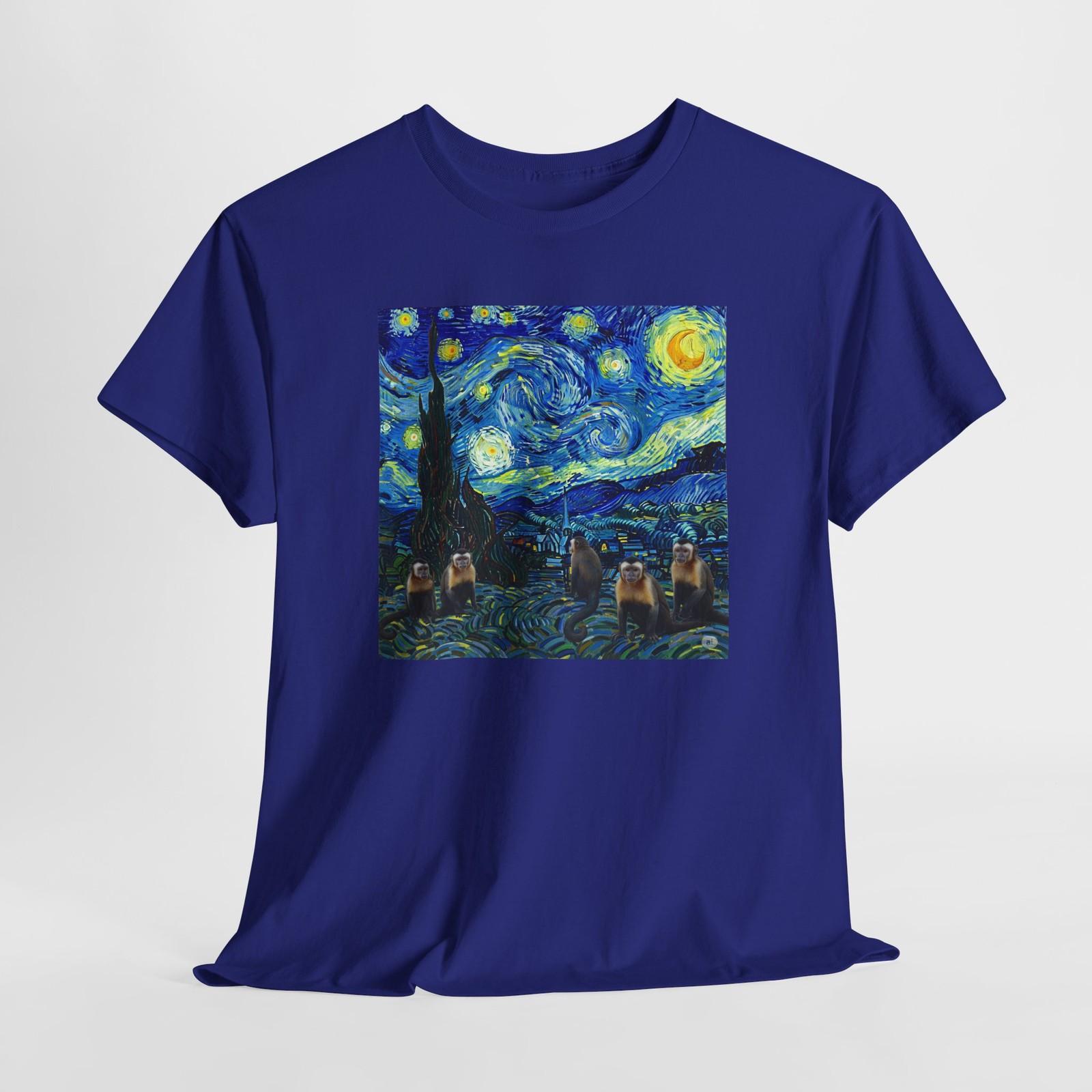 Vincent Van Gogh, Starry Night Capuchin Monkeys Tee, Cute Animal Art Shirt