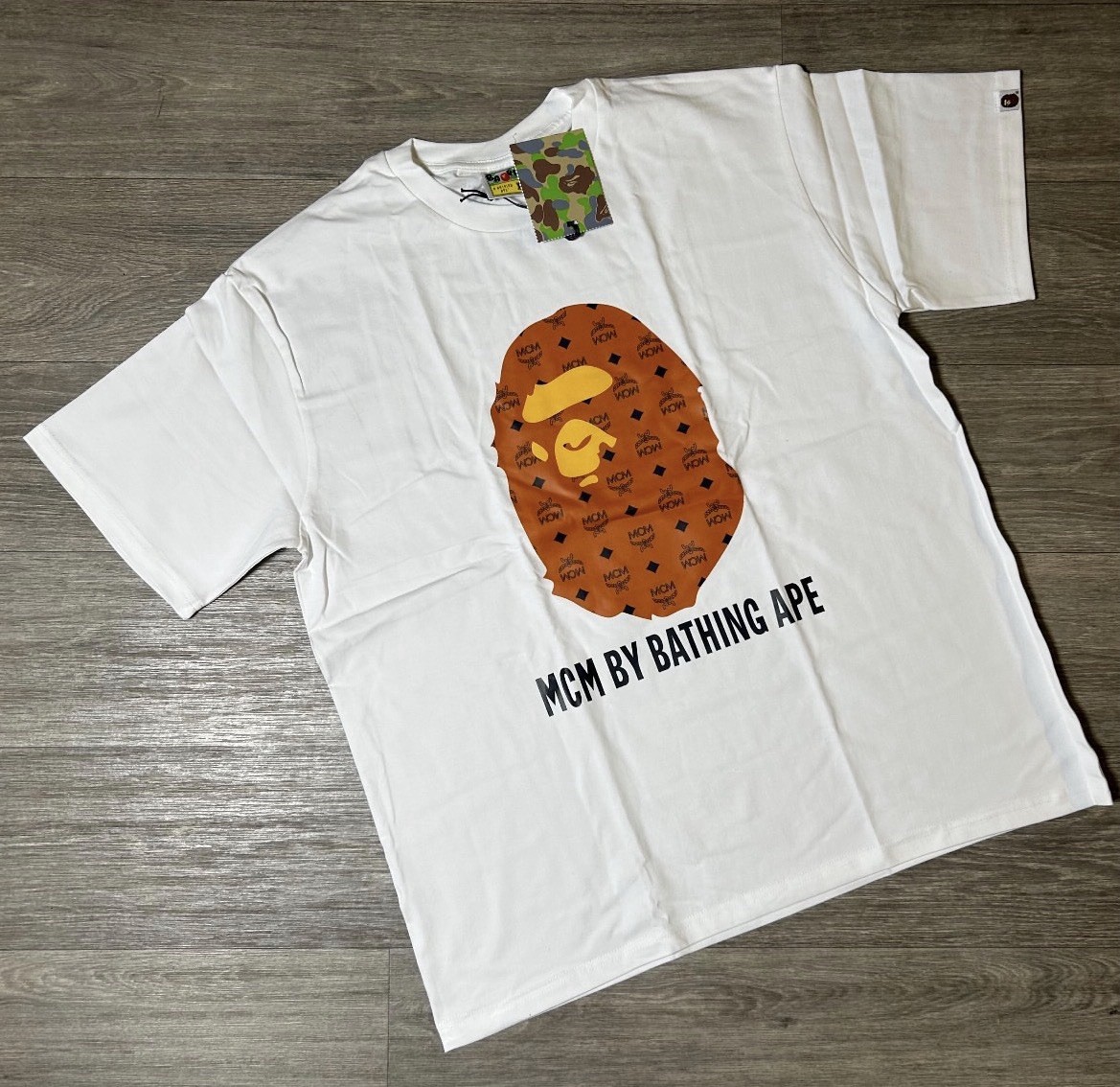 A Bathing Ape MCM by BATHING APE White Graphic Logo Crew Neck T-Shirt L