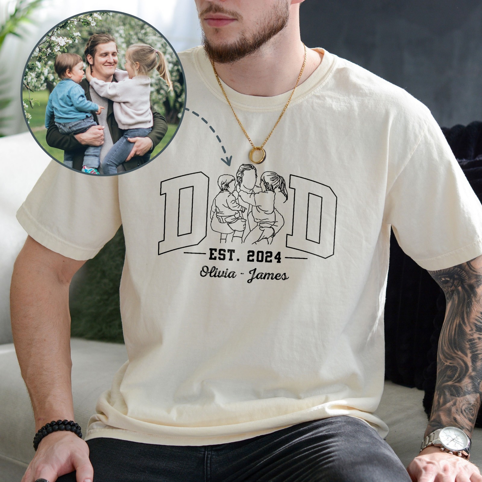 Personalized Dad Photo Shirt Custom Father’s Day EST Year Name T-Shirt