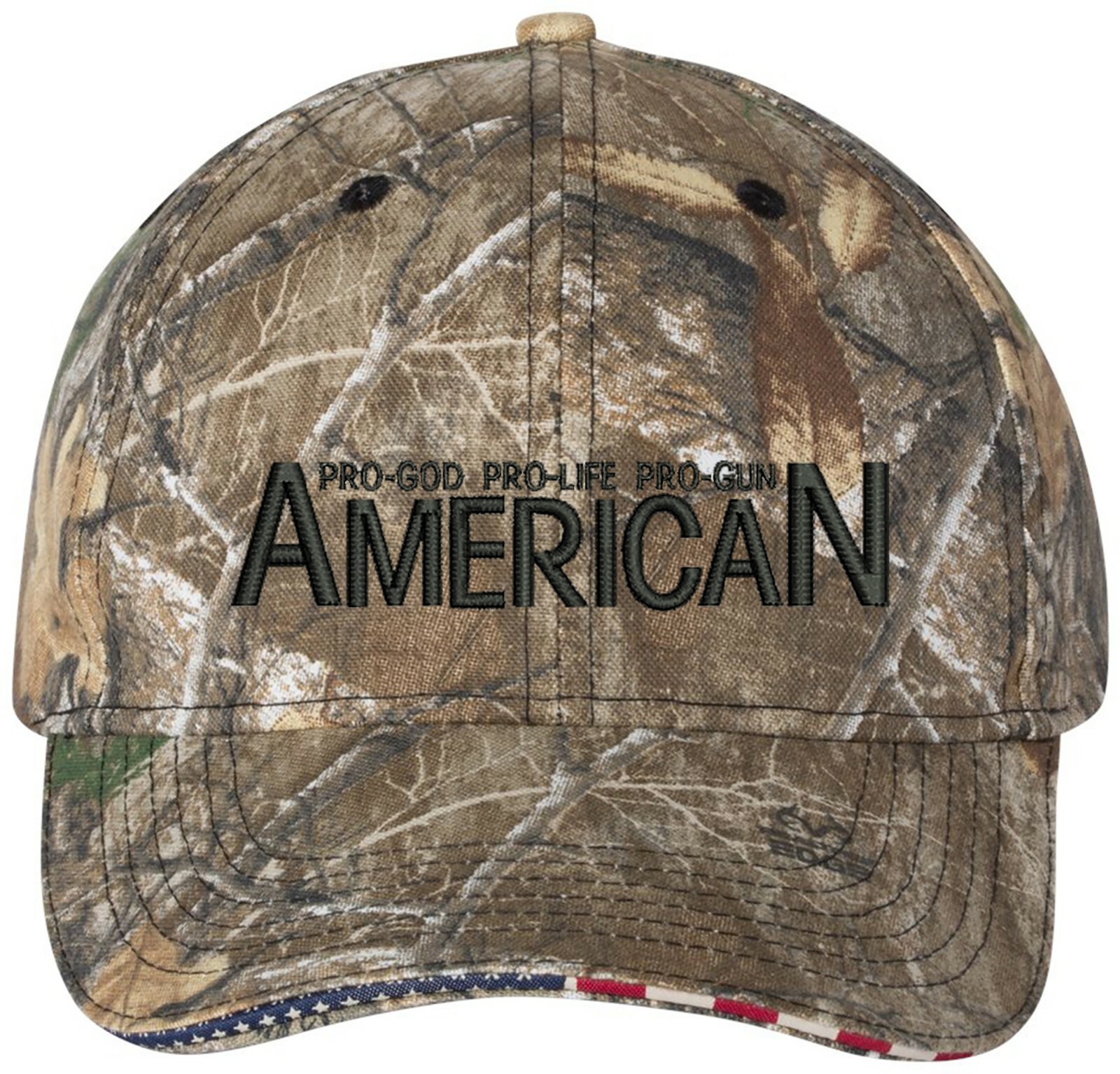 Pro God Pro Life Pro Gun 1 Color Embroidered Camo Structured Adjustable Hat