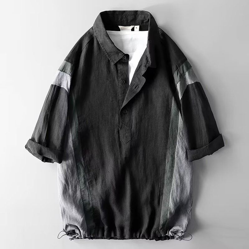 New Mens Loose T-Shirts Cotton Linen Casual Japanese Retro Tops Shirts Pullover
