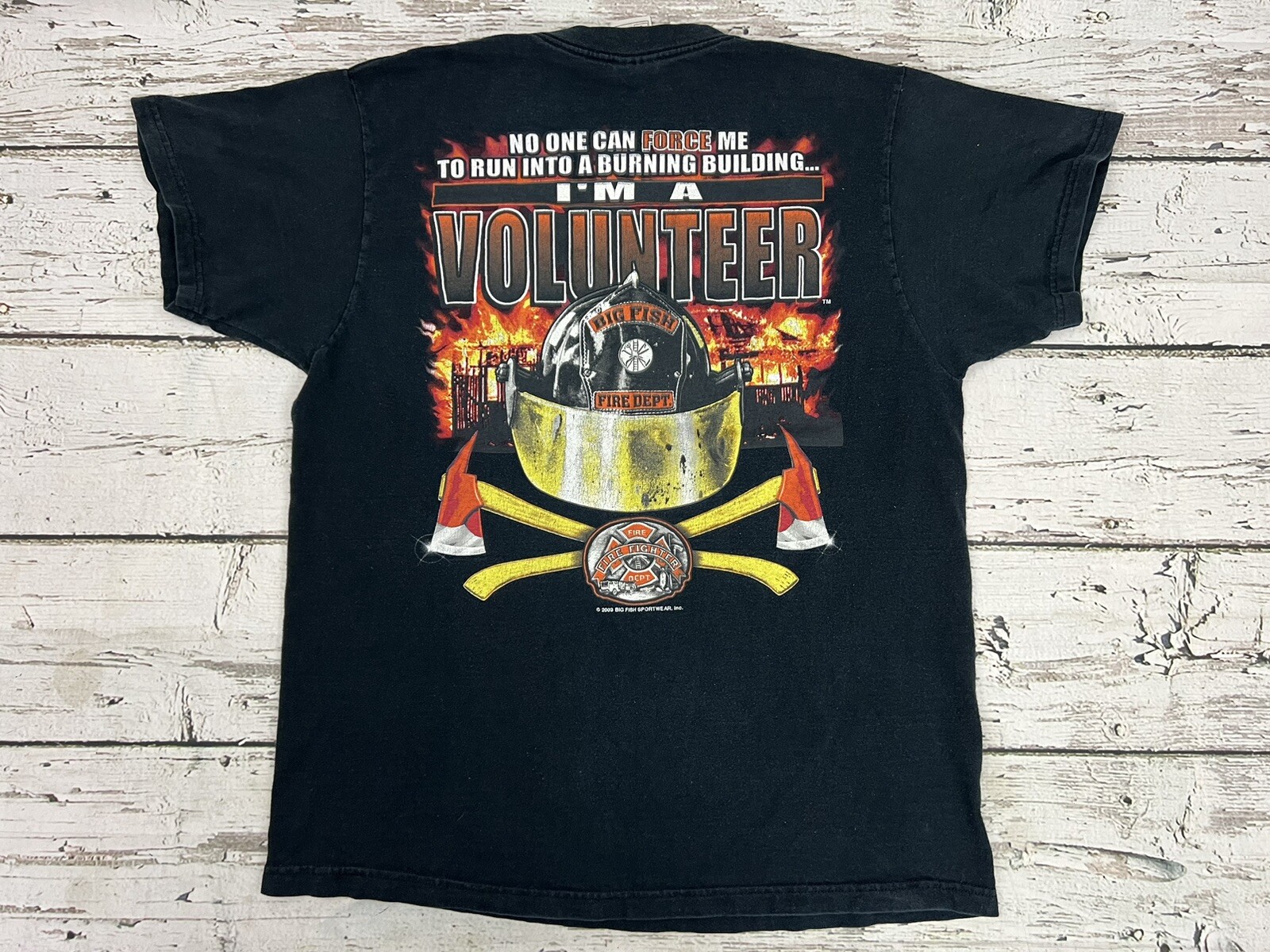 2003 Volunteer Firefighter No One Can Force Me Into A Burning Building T-Shirt L