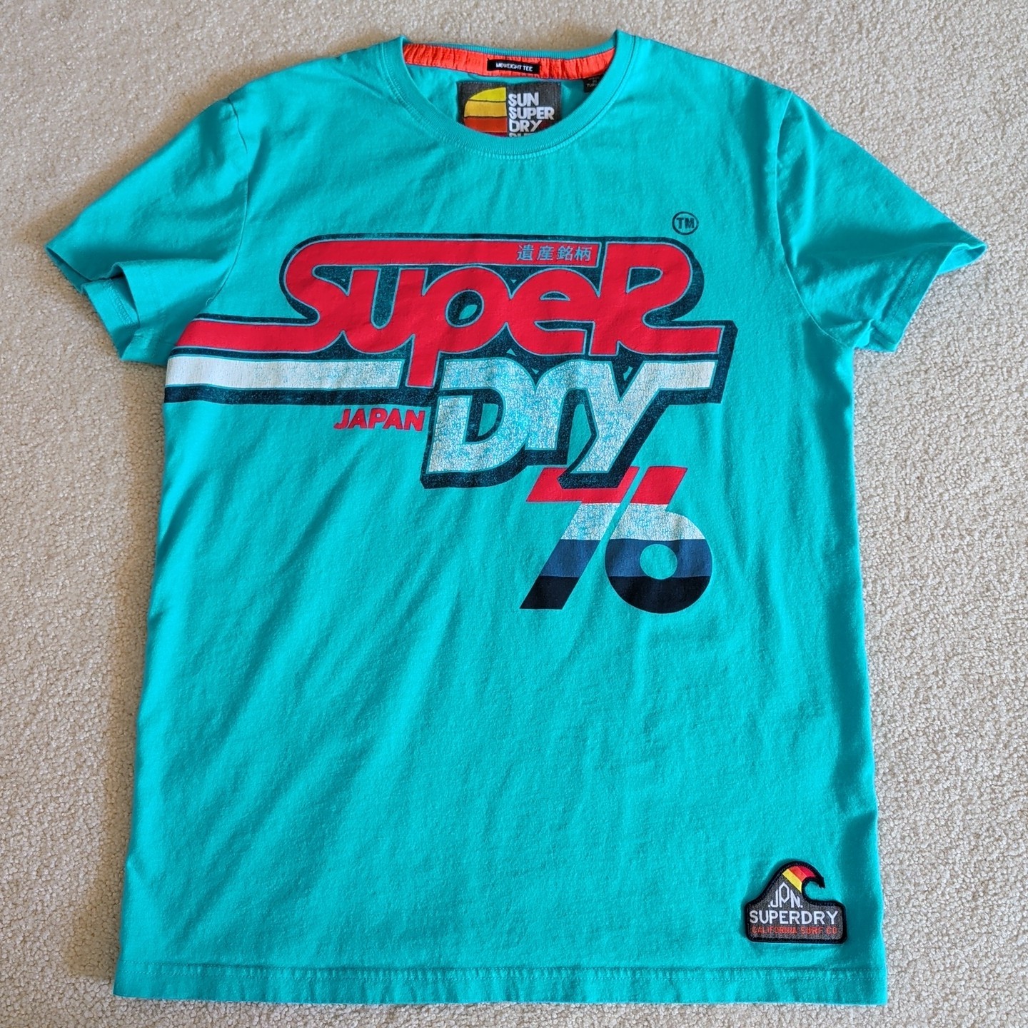 Superdry Y2K Shirt Adult Large Turquoise Retro Surf Skater Graphic Tee Japanese*